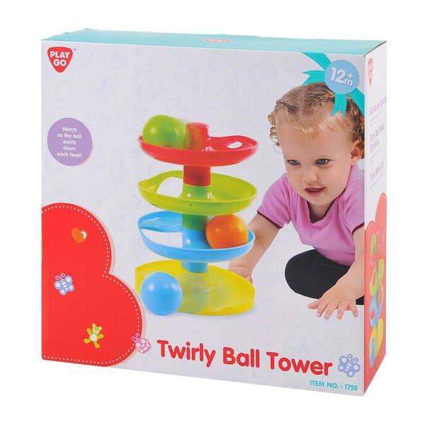PLAY Twirly Tower Ball Drop Educational Development Toys for Kids Hand-Eye Coordination Skills Ramp Activity Playset for Toddlers Toy Birthday Gift Preschool Interactive Games