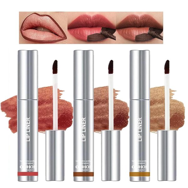 YIBABY 3 PCS Peel Off Lip Liner Set, Peel Off Lip Liner Tattoo, Long Lasting Matte Lip Stain Peel Off, Infused with Hyaluronic Acid & Vitamin E, Lip Makeup Gift for Women (Matte, 3 Pcs)