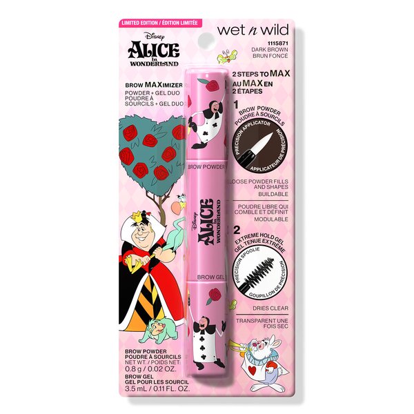 Wet N Wild Brow Maximizer Brow Gel + Powder Dark Brown Alice In Wonderland Collection