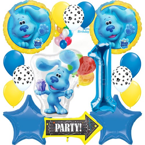 Blues Clues Party Supplies Foil Balloon Bouquet Decoration, Multicolored, Party Accessory, 1st Birthday