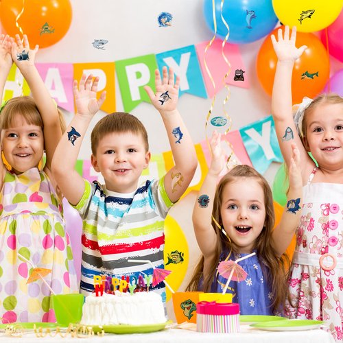 12 Sheets Shark Tattoos for Kids, Qpout Shark Tattoos Temporary for Boys Party Favors, Ocean Temporary Tattoos Sea Tattoos, Fake Tattoos Decorations for Baby Shower Boys Shark Themed Birthday Party