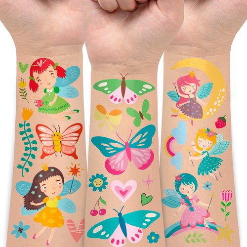 EMOME kids tattoos temporary, Fake Tattoos for Kids Party Favor, Boys and Girls Birthday Party Supplies Decorations Goodie Bag Stuffers (Butterfly)