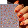 Fall Nail Art Stickers Decals Autumn Maple Leaf Nail Stickers 6PCS 3D Laser Maple Leaf Design 3D Nails Adhesive Stickers Thanksgiving Nail Art Supplies Manicure Accessories for Nail Art Decorations