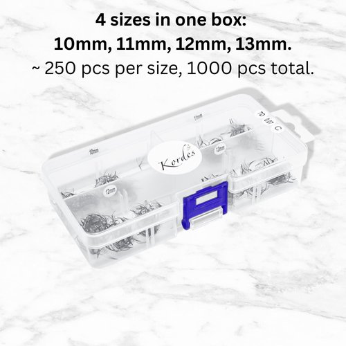 Kordes Lash Clusters – 1000pcs Lash Extension Kit – 5D Volume C Curl Lash Clusters – Handmade and Premade Fans Eyelash Extensions – Natural Mink Eyelash Extensions (10 to 13mm 7D C Curl)