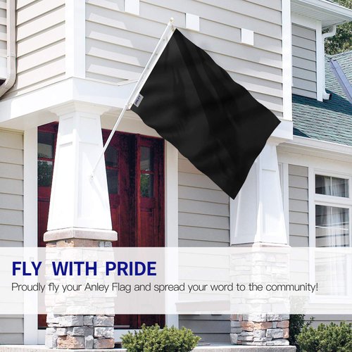 ANLEY Fly Breeze 3x5 Foot Solid Black Flag - Vivid Color and Fade Proof - Canvas Header and Double Stitched - Plain Black Flags Polyester with Brass Grommets 3 X 5 Ft