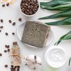 100% Handmade Coffee Scrub Soap Bar with Fresh Ground Coffee and Cocoa Butter - Coffee Scrub Cold Process Soap with Coffee Latte Aroma Oil - Good Scrubbing Effect - Body Exfoliating and Moisturizing