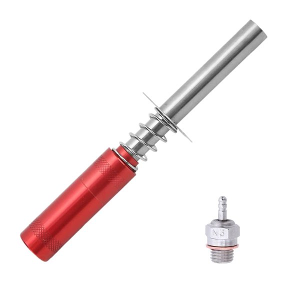Glow Plug Igniter+N3 Hot Spark Glow Plugs,Igniter Nitro Engine Starter Tools Support AA Batteries for 1/10 Nitro Engine RC Car Buggy Truck Model Plane（Red）
