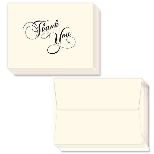 Cream Thank You Note Cards & Envelopes - 25 Sets - 5" x 7" - Perfect for Your Wedding, Baby Shower, Business, Graduation, Bridal Shower, Birthday, Engagement, Etc. - This is not a fold Over Card