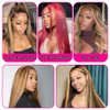 QNQZ Highlight Straight Lace Front Wig 13x6 Transparent Lace Front Wig Human Hair 180 Density Colored Human Hair Lace Front Wigs 32 Inch Frontal Human Hair Wigs