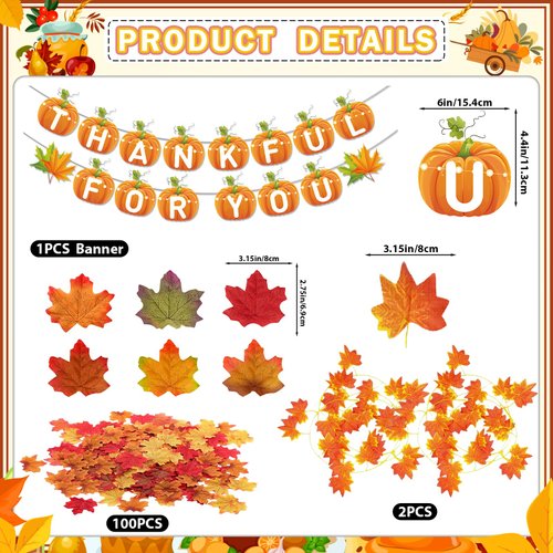 Thankful for You Banner Thanksgiving Banner with Fall Leaves Garland for Friendsgiving Party Decorations Friendsgiving Decorations Thanksgiving Party Decorations Thanksgiving Decorations
