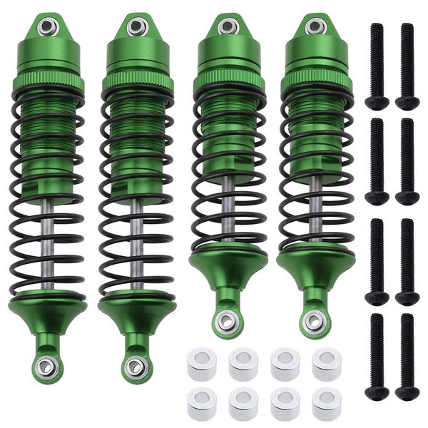 HobbyPark Aluminum Alloy Shock Absorber Assembled Full Metal Big Bore Shocks Front & Rear Replacement of 5862 For Traxxas 1/10 Slash 4x4 4WD Upgrade (4-Pack) (Green)