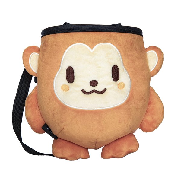 Rockbuddy Chalk Bag for Rock Climbing - Bouldering Chalk Bucket with Quick-Clip Belt, Zipper Pocket and Brush Holder (Monkey)