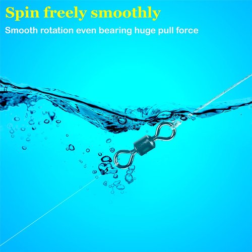 Fishing Swivel, Rolling Barrel Stainless Steel Black Nickel Terminal Connectors, Kayak Accessories for Lure Kit Fly Leaders Catfish Tackle Bass Jigs (50 Pcs Test 135 Pound)