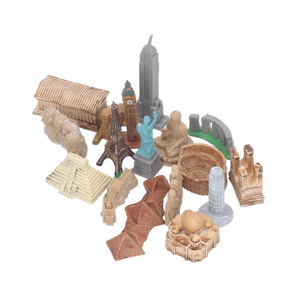 Miniature Ancient Buildings Toys 17PCS Mini Around The World City Miniatures Buildings with Clear Textures for Diorama Projects Kids Birthday Gift