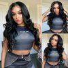 Oseti V Part Wig Body Wave Synthetic Wigs for Women 24inch Black Hair V Part Wigs Upgrade U Part Wigs Glueless Full Head Clip in Half Wigs for Black Women Thin Leave Out V Shape Wig
