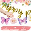 SUNBEAUTY Butterfly Happy Birthday Banner Butterfly Birthday Party Decoration Garden Party Decorations Fairy Party Decoration Spring Banner Flowers Banner | Pre-Strung