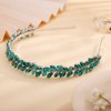 Teyglen Bridal Rhinestone Crystal Headband Thin Full Green Rhinestone Headband Hair Band Handmade Full Crystal Hair Hoop Gold Sparkly Crystal Wedding Hair Accessories for Women Girl (Malachite Green)