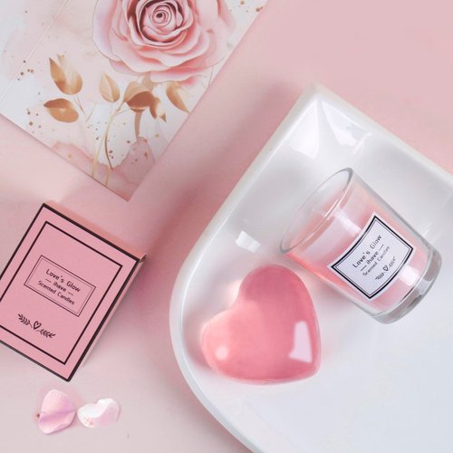 Heatless Curls Gift Set, Unique Birthday Gifts for Women - Rose SPA Gift Idea Including Heatless Hair Curler, Bath Bombs, Bath Salts, Candles, Soap and Thank You Card