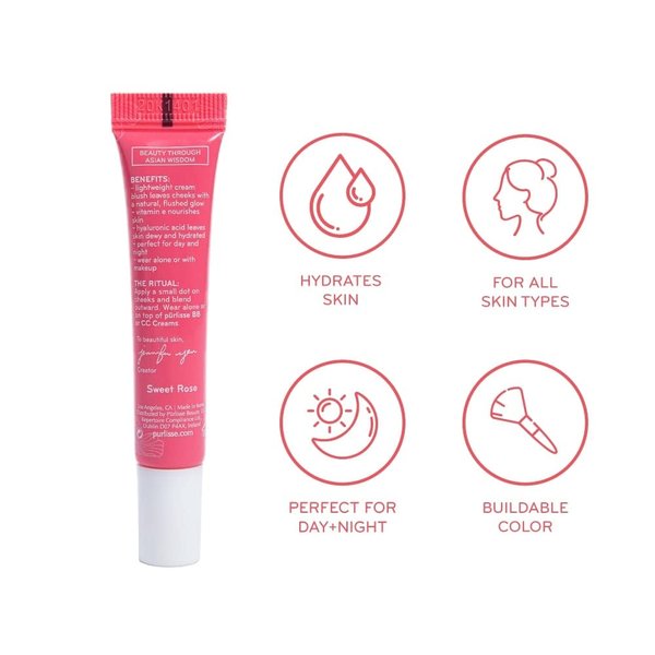 purlisse Blush Glow BB Cheek Color: Cruelty-free & clean, Paraben & Sulfate-free, Cream blush, Long lasting, Vitamin E hydrates | Pretty Plum 0.34oz