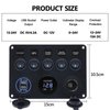 Geloo 5 Gang Marine Switch Panel Waterproof, Boat Rocker Switch Panel, 12V Switch Panel, Aluminum Toggle Switches Panel for Car RV Truck with Breaker 4.2A USB Charger Port Digital Voltmeter (Blue)