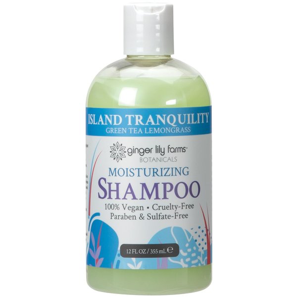 Ginger Lily Farms Botanicals Moisturizing Shampoo for All Hair Types, Island Tranquility, 100% Vegan & Cruelty-Free, Green Tea Lemongrass Scent, 12 Fl Oz