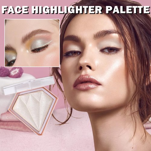 IONSGAKO White Highlighter Makeup Palette Face Highlighter Powder Iluminadores De Maquillaje Narutal Shimmer Glitter Highlighter Contour Powder Makeup Palette-01 Pearl White