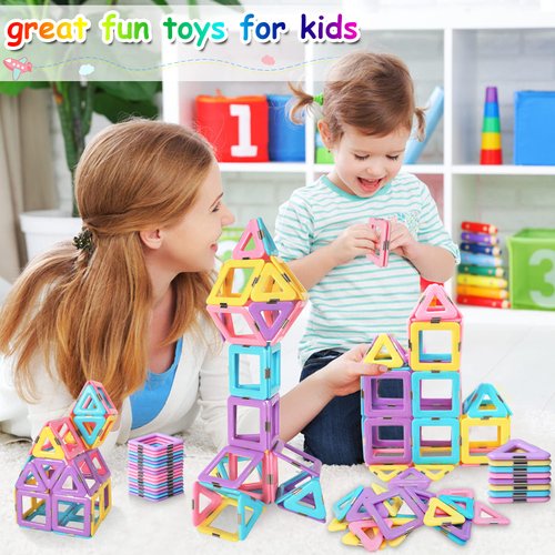 Magnetic Blocks Toys for 3 4 5 7 8+Year Old Boys Girls Upgrade Macaron Magnetic Tiles Set for Kids Age 3-5 STEM Creativity/Educational Building Blocks Toys for Toddlers Children Age 4-8 Birthday Gifts
