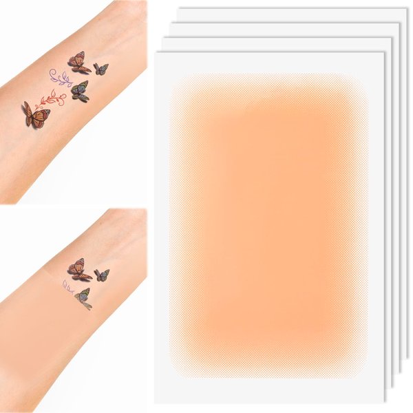 PAGOW 4 Pcs Tattoo Cover Up Tape, Waterproof Ultra Thin Scar Patch, Invisible Sweatproof Concealer Sticker, Breathable Skin Cover Up Pad for Tattoo, Scar, Birthmarks, Dark Spots