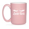 Daylor Lash Boss Makeup Lash Extension Artist Ceramic Coffee Mug Tea Cup Gift (15oz Light Pink)