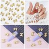 HINZIC 90Pcs Gold Bow Nail Charm 3 Styles Bowknot Nail Bows Glitter Acrylic Pearls Kawaii Valentines Wedding Prom Decoration for Women Girls Mobile Phone Scrapbook Envelope Hair Clips Cards Making