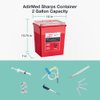 AdirMed Sharp Needle Disposal Container for Home, Clinic, Office, Barber Use with Flip Open Lid (8 Quart -2 Pack)