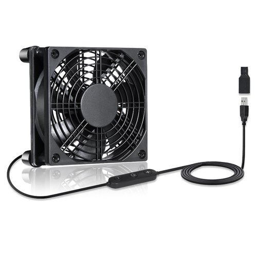 xiaoqijia 120mm IPX5 Waterproof 10-Speed Adjustable Case Fan - 5V/12V Dual Voltage USB/DC Powered - for Xbox, Router, DVR & Receivers