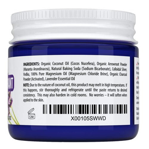 Kaiame Naturals Natural Deodorant (Lavendar) with Activated Charcoal Powder, All Natural and Organic Ingredients, No Aluminum, Parabens, or Phthalates