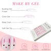 24Pcs Easter Press on Nails Medium Acrylic Easter Egg Bunny Fake Nails Cream Pink Square False Nails for Craft DIY Rabbit Decor Artificial Manicure Supplies Kit Home Tips Salon Accessories for Women
