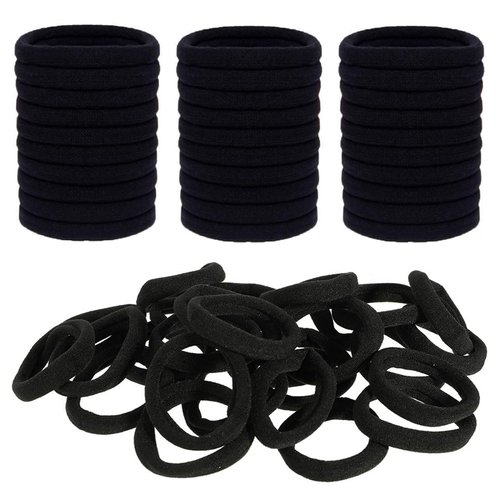 ILamourCar Black Hair Bands, Hair Ties Hair Bobbles Ponytail Holder Headbands for Women Girls, Soft Hair Ties No Damage, 50 Pieces