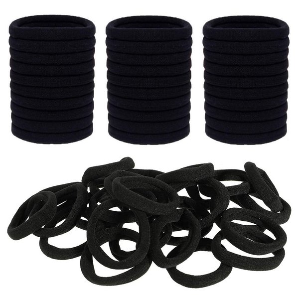 ILamourCar Black Hair Bands, Hair Ties Hair Bobbles Ponytail Holder Headbands for Women Girls, Soft Hair Ties No Damage, 50 Pieces