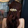 2PCS Lily of the Valley Flower Pearl Spring Hair Clips for Women Girls, Pretty Flower Jewelry Metal Clip Cute Female Barrette Hairpin Hair Accessories (Green-2pcs)