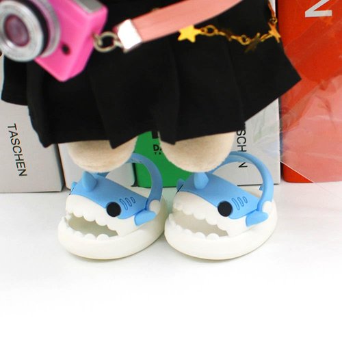 niannyyhouse 20cm Plush Doll Shark Shoes Sandals Slippers 8in Soft Stuffed Plush Toy Accessories Dress Up (Blue)