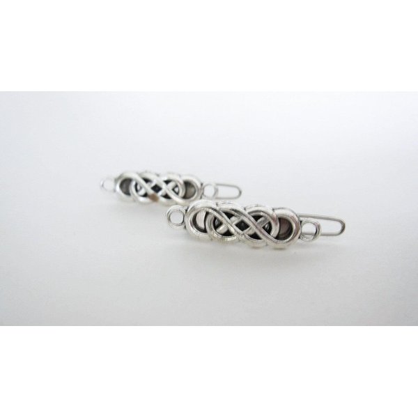 Generic 2 extra tiny small silver metal celtic knot hair clip for fine thin hair, 7
