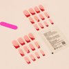 Medium Press on Nails Long Square Fake Nails Red French Tip Glue on Nails with Glitter and Curve Stripes Designs False Nails Full Cover Glossy Acrylic Stick on Nails for Women and Girls 24PCS