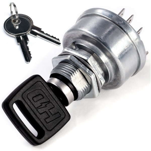HD Switch Ignition Key Switch TCA22740 AM101561 TCA15075 fits John Deere 130 160 165 170 175 180 185 240 245 260 265 285 320 500 Tractor Lawn Mower & Great Dane - 3 Keys & Free Carabiner