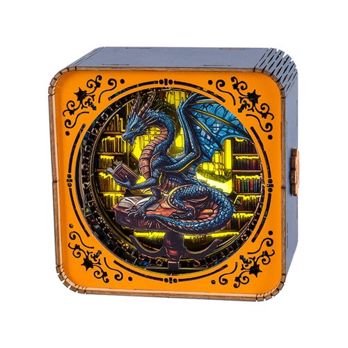 Woodemon Wooden Puzzles for Adults Bedside Lamp, 3D Puzzles for Adults Nightlight, DIY 3D Wood Puzzles Adults Kids Birthday Anniversary Family Games (Dragon's Library)