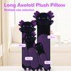 Yeqivo Long Axolotl Stuffed Animals, Soft Long Axolotl Plush Pillow Cute Axolotl Plush Body Pillow Gifts for Kids Girlfriend(Black&Purple,70cm)