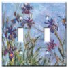 Art Plates - 2 Gang Toggle Metal Light Switch Plate Cover - Two Gang Toggle Decorative Wall Plate - Monet: Irises - (Made in USA)