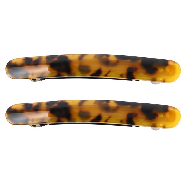 Elegant Blended Colour Arched Shiny Triple Clipping French Barrettes Bow Tortoise Shell Cover and Metal Clasp Style Bun Ponytail Clips for Fine Hair Chignon Hair Ornament (Leopard Print color)