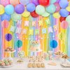 Macaron Happy Birthday Party Decorations for Women Girls, Pre-Strung Happy Birthday Banner, Balloons, Fringe Curtain, Tissue Paper Pom Poms, Circle Dot Garland, Hanging Swirls for Birthday Party