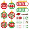 Epakh 24 Sets Christmas Ball Tissue Sign Christmas Craft Kit Christmas Ball Craft Bulk Winter Christmas Tree Hanging Ornament DIY Craft Kit Winter Holiday Xmas Classroom Activities Party Decorations