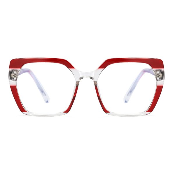 MORESHINE Fashion Oversized Square Blue Light Glasses for Women Anti Fatigue Prevent Headache Computer Eyeglasses Frames (Red)