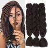 Jumbo Braiding Hair Extension Dark Brown Prestretched Braiding Hair 24 Inch Synthetic Hair Extensions for Box Braiding Twist Braids Hair for Halloween Cosplay 3pcs/Lot