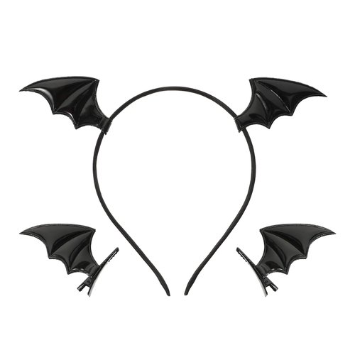 Healeved Bat Wing Headband Bat Ears Headband with Bat Barrette Halloween Hair Clips Bat Wing Headpiece Halloween Hair Accessories for Halloween Party Cosplay Costume